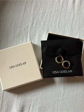 Lisa Gozlan Gold Pavé Hoop Earrings